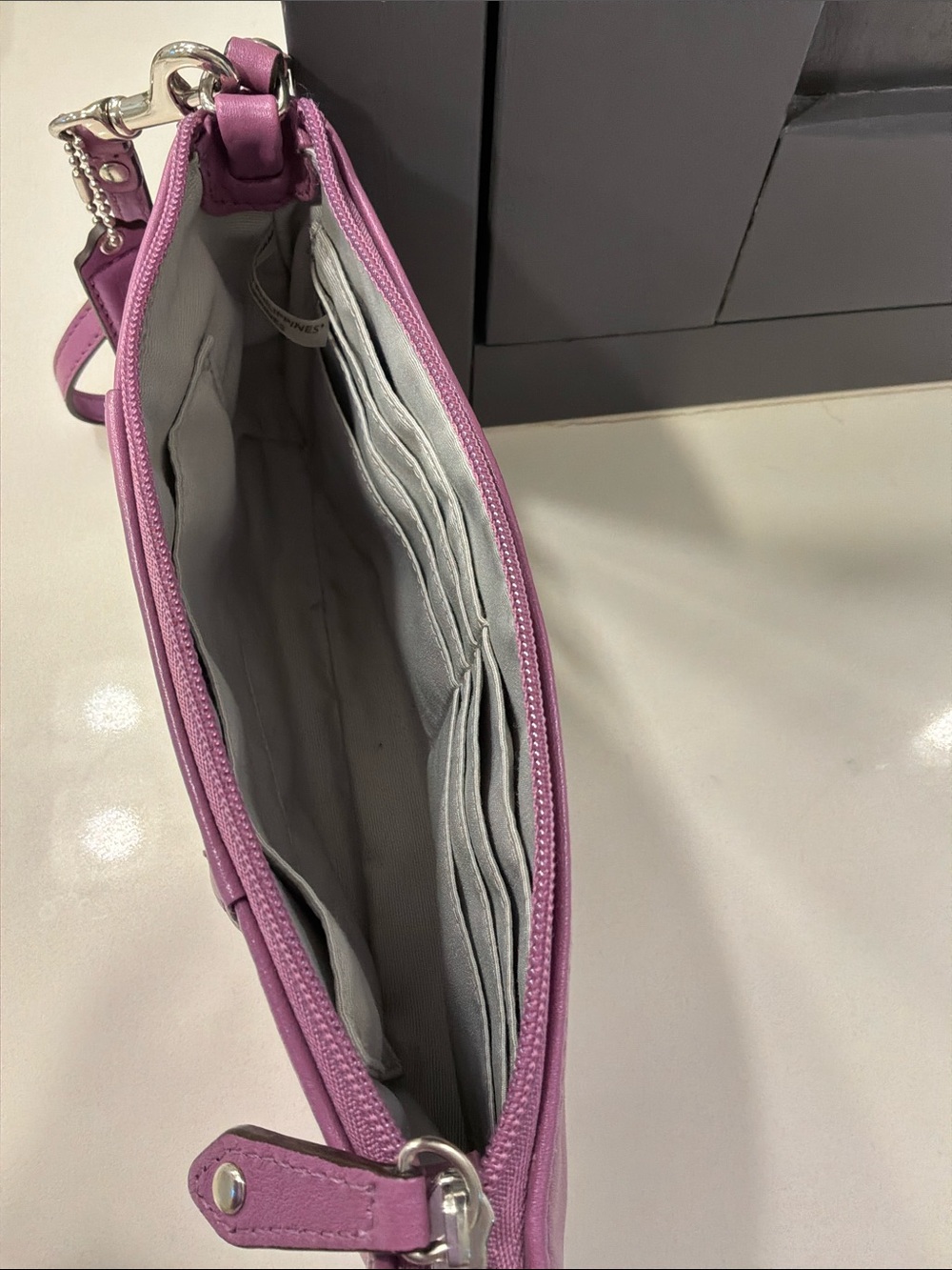 Coach Lavender Leather Wristlet Clutch - Picture 4 of 6